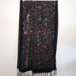Floral velvet scarf/ wrap.